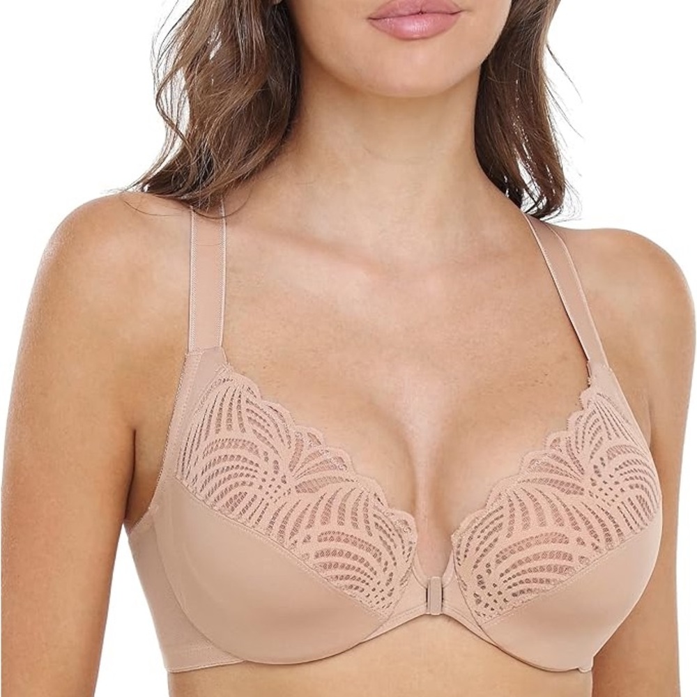 Underwire Front Closure T-Back Lace Bra (38G)
